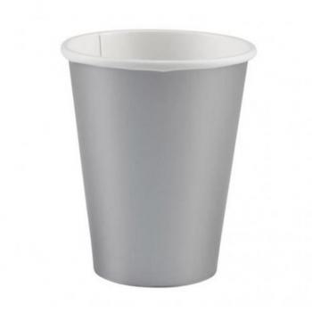Amscan Disposable Paper Cups – Gray (Pack of 12)
