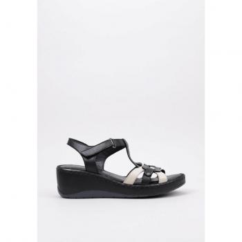 Sandalias de Cuña Amanda RIN Negro 5 Cm