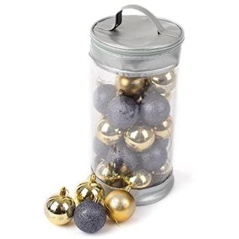 30pcs Gold Metallic Christmas Baubles – Village Style, 6cm