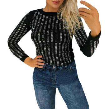 Haut de Clubwear à Manches Longues avec Détails en Paillettes pour Femme