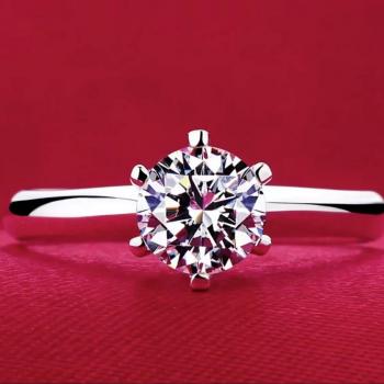 T-House Anello Classic in moissanite da 1 carato con apertura regolabile
