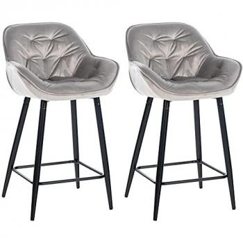 Tabourets Gibson grises, pieds en métal – Ensemble 2