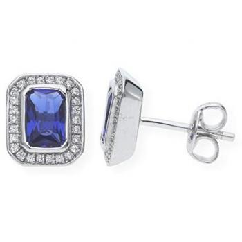 JuwelmaLux 925er Silber Ohrhänger mit blauen Zirkonia – JLSB-10