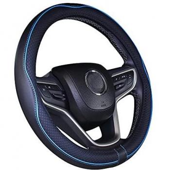Istn 15” Leder‑Microfiber‑Lenkradschutzhülle – Schwarz/Blau