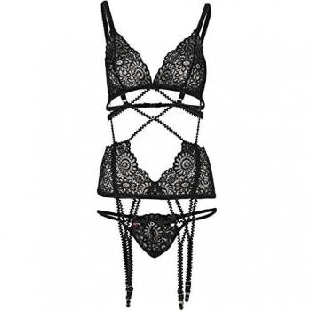 Babydoll & Tanga Mixty Korsett Obsessive (2 Teile) Schwarz