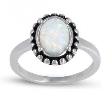 Bague 'Déesse Opale' Argent Rhodié 12x10 mm