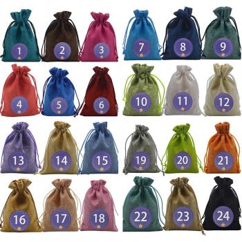 Set de pochettes de Noël 24 pièces – Décorations en tissu