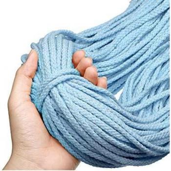 GEMITTO 5 mm Baumwolle 90 m Makramee‑Faden in Hellblau