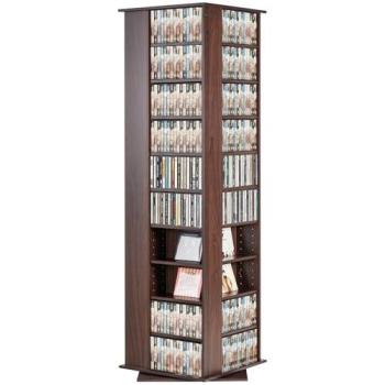 VEVOR Étagère rotative pour CD/DVD, 10 niveaux, marron foncé