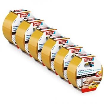 Tesa EXTRA STRONG Double-Sided Adhesive Tape 10m x 50mm 6 pack
