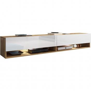 Meuble TV moderne Sarasota 119 Chêne Wotan et Blanc Brillant