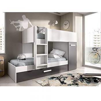 Letto a castello con contenitori e cassetto Antracite