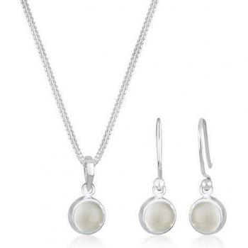 Collana e orecchini a pendente con ciondolo e pietra di luna in argento sterling 925 placcato oro