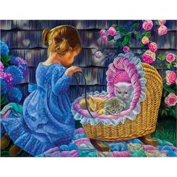 Deco diamantata 5D fai da te, ricamo femminile e gatto, mosaico, punto croce 20x30cm con strass