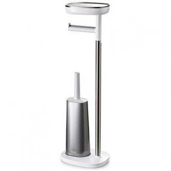 Joseph Joseph EasyStore Plus Freestanding Toilet Paper Holder with Flex Steel Toilet Brush, Stainless Steel