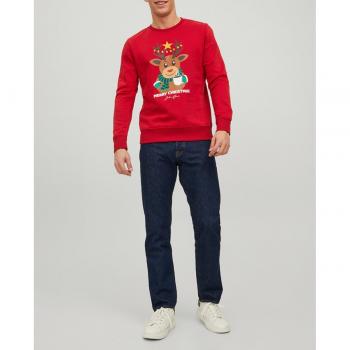 Sudadera Deportiva Jack & Jones con Motivo Santa Claus, Rojo