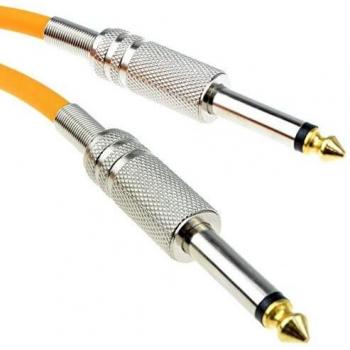 PRO 6.35mm Low Noise Guitar Cable Metal Connectors Orange 5m GOLD