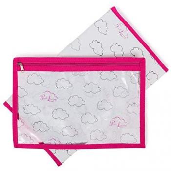 Pink Cloud Print Wipe-Clean Changing Pad and Mess Bag for Toddler Diaper Changes