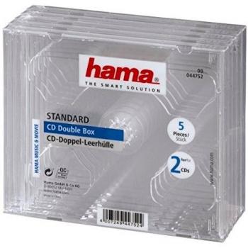 Hama Transparent Dual CD Cases, Pack of 5