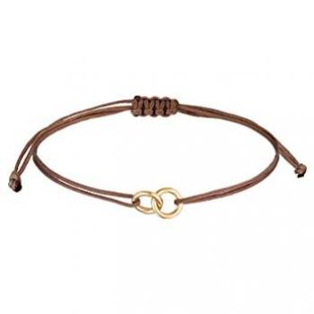 Elli Armband Kreis Geo Minimal 925 Sterling Silber vergoldet mit braunem Nylon für Damen