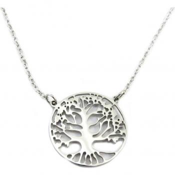 Collar Árbol de la Vida (P7709) – Acero Bañado en Plata 16 mm ×