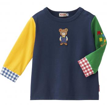 T-shirt Lunga Blu Navy con Orso Miki House