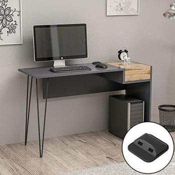 Scrivania Candy Porta PC e Cassetto in Legno Noce Antracite 121x45x76 cm (Homemania)