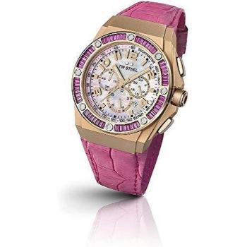 Women's TW Steel Ceo Tech Chronograph, Baby Pink Face, Pink Leather Strap CE4006