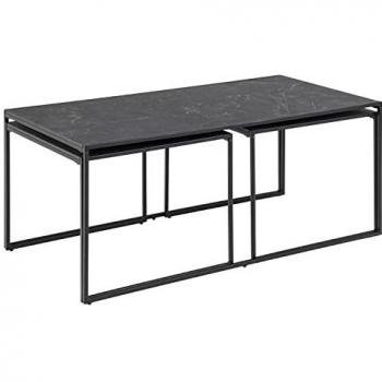 Table Basse Extensible En 3 Pièces En Mélamine Et Métal
