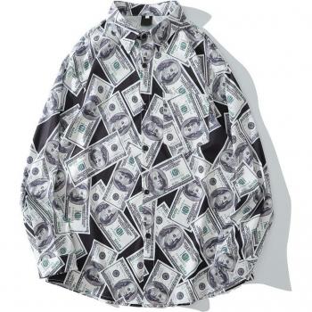 Camisa de Manga Larga para Hombre con Estampado de Billetes