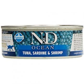 Farmina OX.ee LAOS! N&D OCEAN Katzenspeise Erwachsener – See-Barsch, Sardinen & Shrimps (70 g)