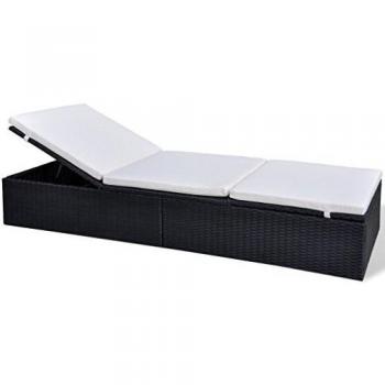 Chaise longue noire polyrotin 41785 vidaxl