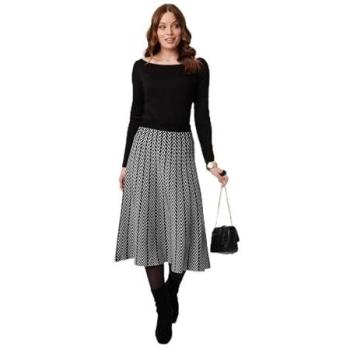 Izabel London Women’s Chevron High-Waist Knit Midi Skirt, Size 14