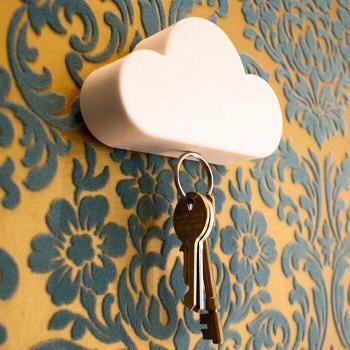 Crochet Mural Aimant Blanc Nuage