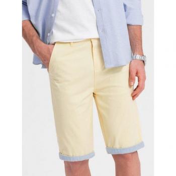 OMBRE Chino Shorts mit Kontrastumschlag in Gelb für Herren