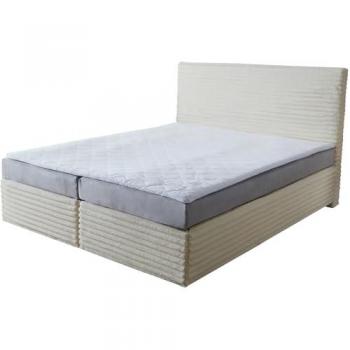 Boxspringbett Dream-Well Plüsch-Cord Beige 160x200 cm Bonell-Matratze PU-Topper