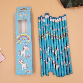 12 pcs/set Rainbow Unicorn HB Writing Pencils