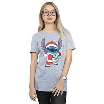 Lilo and Stitch Christmas Cotton Boyfriend T-Shirt for Women