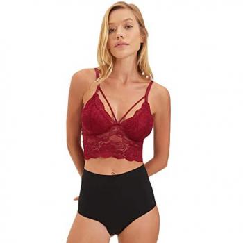 Damen Bustier aus bordeauxroter Spitze – Dreieckig und ohne Bügel