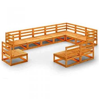 VidaXL Completo Divani da Giardino 10 Pezzi in Legno di Pino