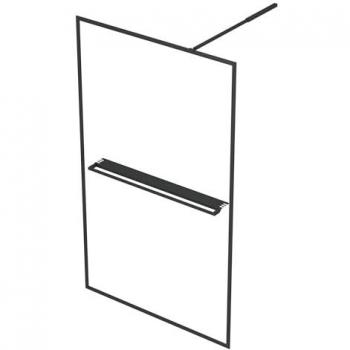 Walk-in-Dusche MARWELL Black Frame Shelf, schwarz, B:100cm H:200cm T:90cm, Duschwände, mit ausziehbarem Handtuchhalter, hochwertige Aluminiumrahmen