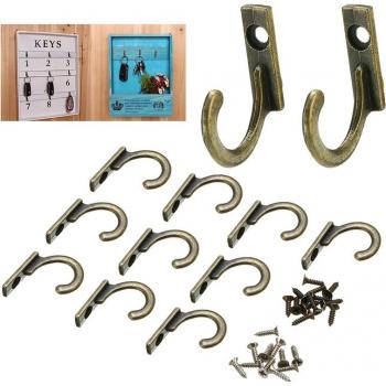 Gancho Decorativo Vintage para Pared, Juego de 10 Ganchos para Abrigos y Llaves