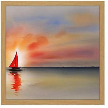 Watercolor Sunset Sailing Wall Piece – 16 Square
