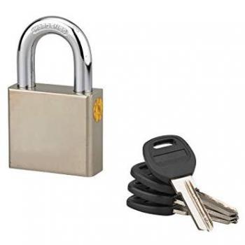 Lucchetto Quadra in acciaio 50mm con arco temprato nichelato e 4 chiavi reversibili