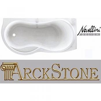 NOVELLINI Venus Vasca Da Bagno Standard Da Incasso 170x70/85 H55 Cm Guscio Tradizionale Bianco Lucido Acrilico Curva Tonda Semicircolare Asimmetrica