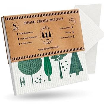 SUPERSCANDI Swedish Dishcloths Reusable Biodegradable Cellulose Sponge Cleaning Cloths