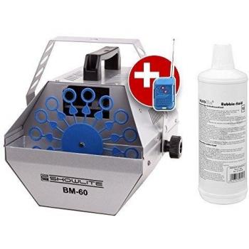 Showlite BM-60 Seifenblasenmaschine 60W mit Funk Fernbedienung und 1L Eurolite Nebelfluid