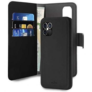 Puro Cust. Ecopelle iPhone 12-12 Pro con Flip Oriz.+Cover Magn.Staccab+3 Vani+Tasca Bancon