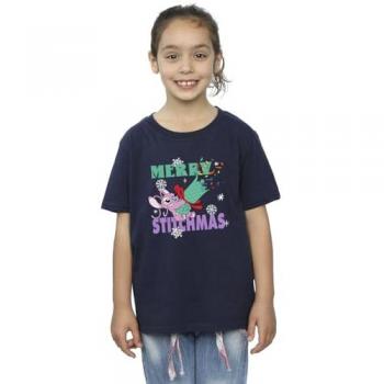 Lilo & Stitch Merry Stitchmas Girls' T-Shirt (Navy)