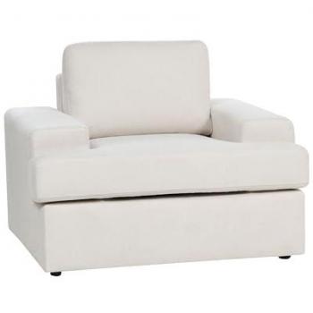 Fauteuil Classique Rembourré en Tissu Beige Clair avec Dossier Épais et Confortable